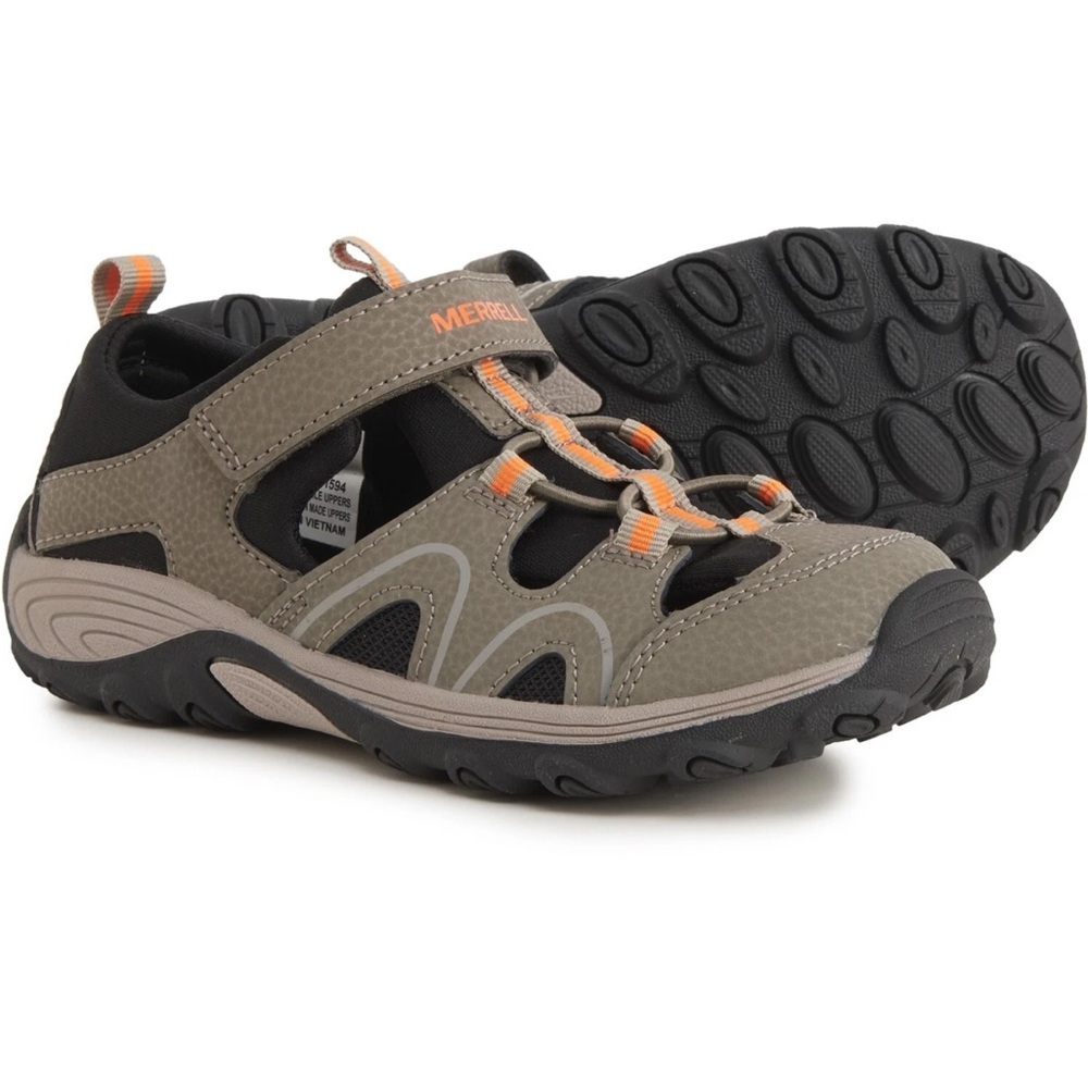 NEW Merrell Hydro Teton Gunsmoke/Orange Hiker Sandal Shoe Boys Size 11.